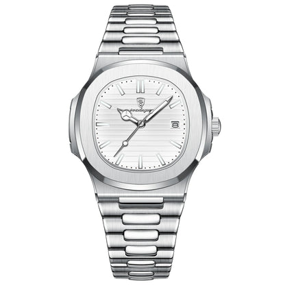 ARGOS™ – Montre Carrée Homme en Acier Inoxydable | Étanche, Quartz & Élégante