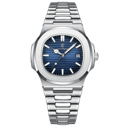 ARGOS™ – Montre Carrée Homme en Acier Inoxydable | Étanche, Quartz & Élégante