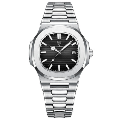 ARGOS™ – Montre Carrée Homme en Acier Inoxydable | Étanche, Quartz & Élégante